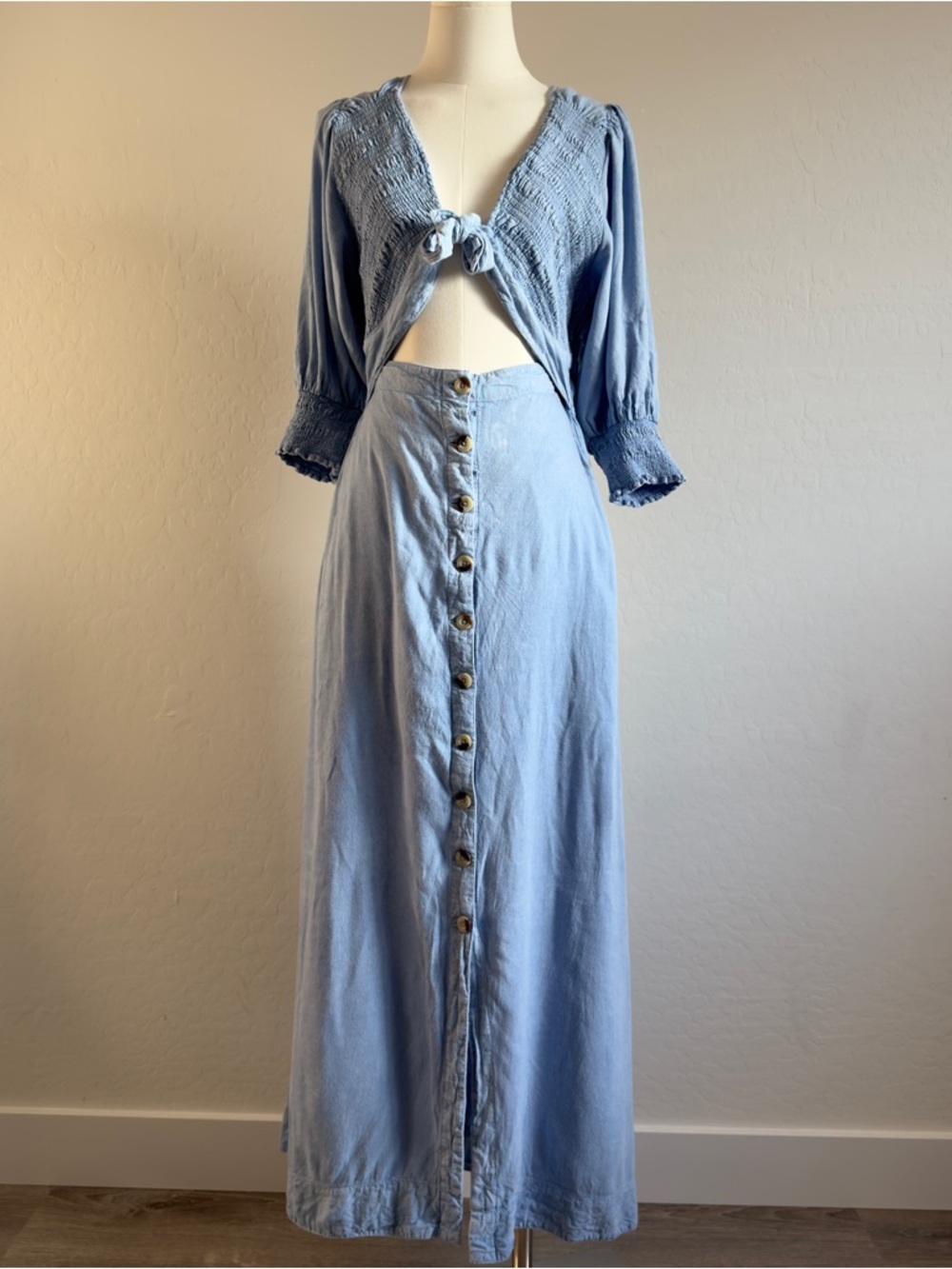 Free People String of Hearts Denim Maxi